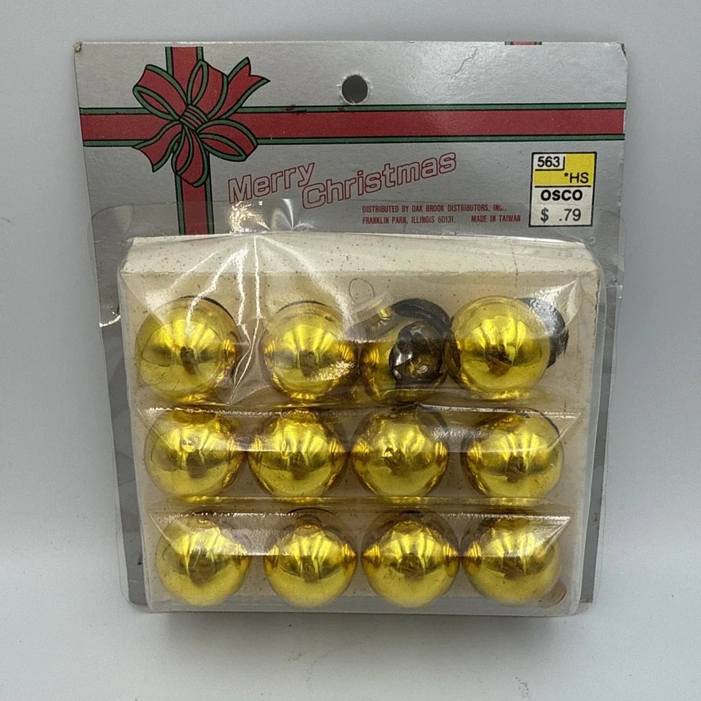 Vintage Miniature Glass Ball Ornaments -‎ 11ct - Sealed, One Broken Taiwan
